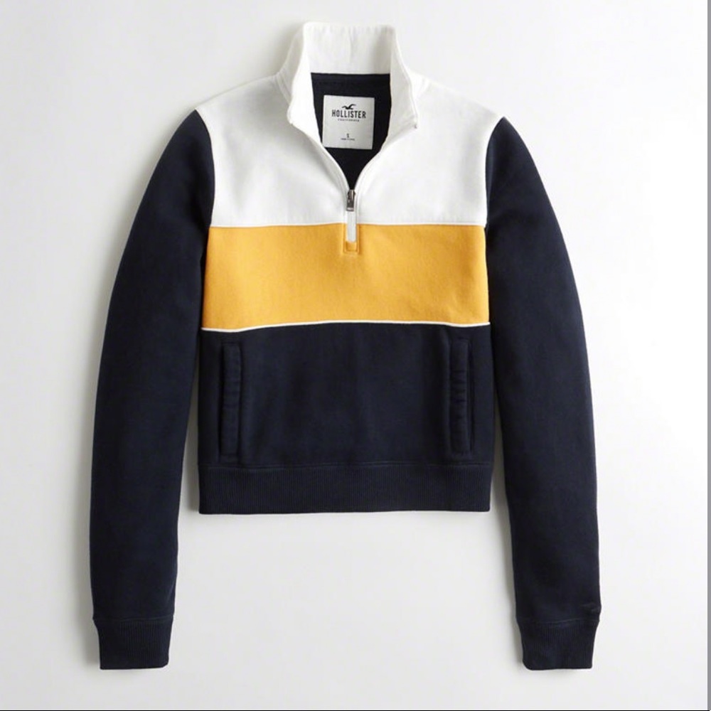 Hollister girls cropped quarter zip